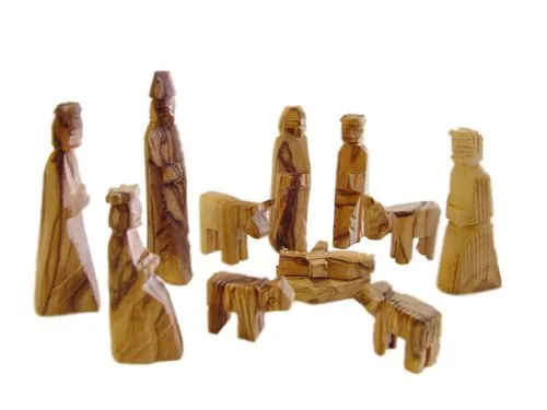 Small Olive Wood Nativity Set, 12 Pieces view 4