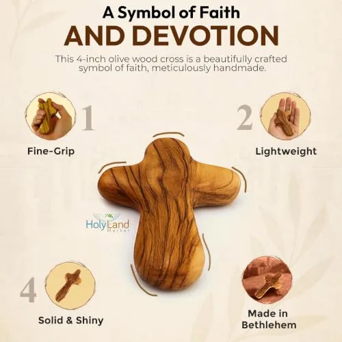 Olive Wood Comfort Crosses, 4 Inch, 10 Pack view 4