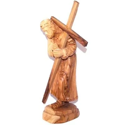 Jesus Carrying the Cross Olive Wood Statue, 10 Inch view 6
