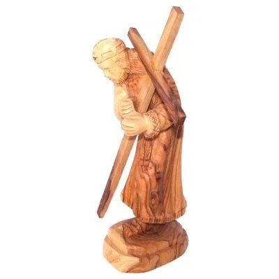 Jesus Carrying the Cross Olive Wood Statue, 10 Inch view 4