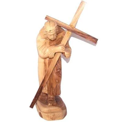 Jesus Carrying the Cross Olive Wood Statue, 10 Inch view 5
