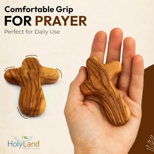 Olive Wood Comfort Cross, 4 Inch, Single