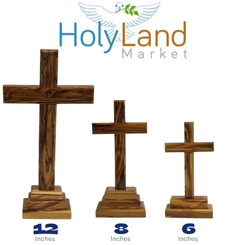 Holy Land Market Olive Wood Standing Altar Cross, 12 Inch view 3