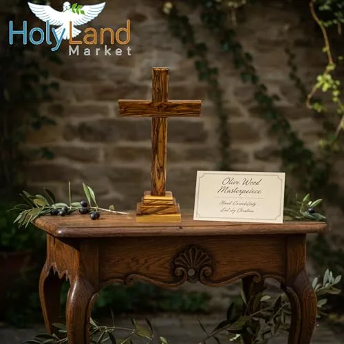 Holy Land Market Olive Wood Standing Altar Cross, 12 Inch view 6