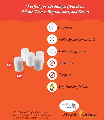 D'light Online 15-Hour Unscented Votive Candles, Set of 144 view 2