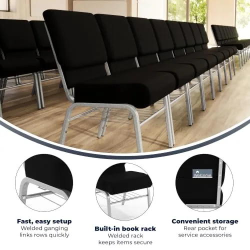 Flash Furniture HERCULES Church Chair, Black, 21 in view 4