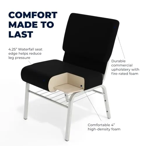 Flash Furniture HERCULES Church Chair, Black, 21 in view 5