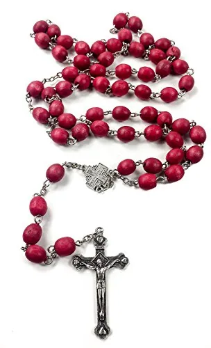 Rose-Scented Red Carved Bead Rosary