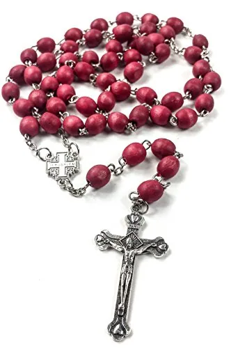 Rose-Scented Red Carved Bead Rosary view 3