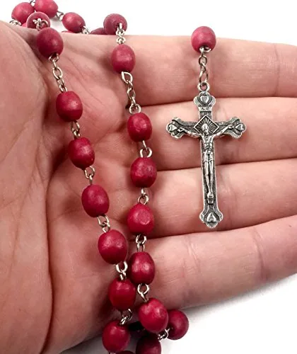 Rose-Scented Red Carved Bead Rosary view 4