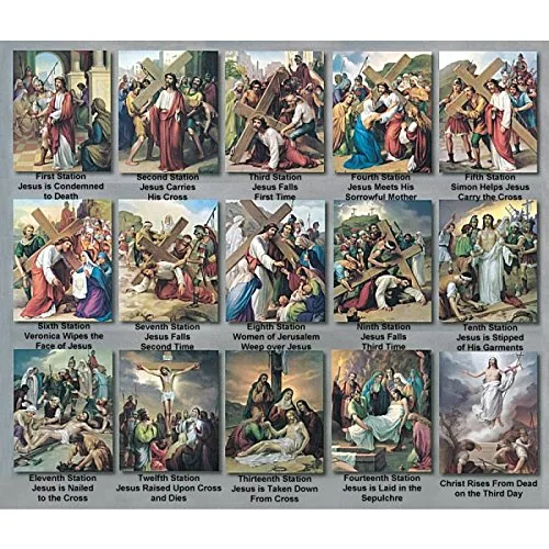 Italian Stations of the Cross Plaques, 8 in Cherry Finish view 2
