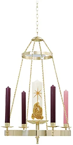 Hanging Two-Tone Brass Advent Wreath, 36 x 25 in