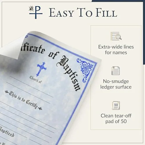Catholic Baptism Certificates, Pad of 50 view 4