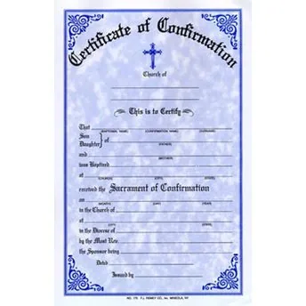 Religious Supply Center Confirmation Certificates