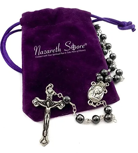 Black Hematite Rosary with Holy Soil Medal