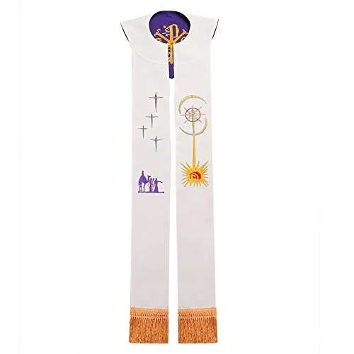 BLESSUME Reversible Stole, Purple and White view 3