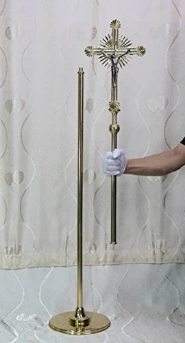 Haolin Brass Processional Cross with Corpus, 77.6 in