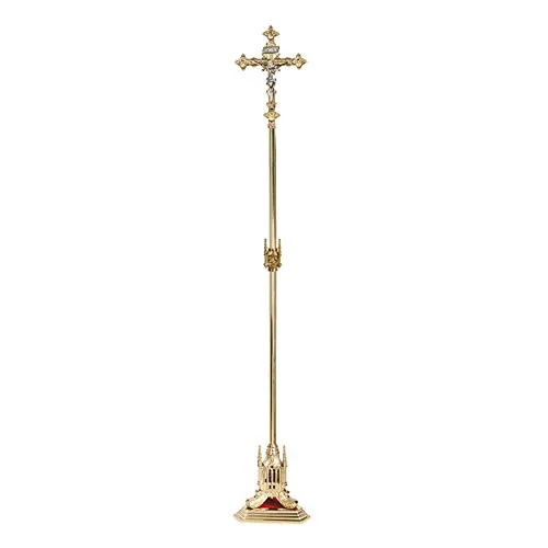 San Pietro Polished Brass Processional Crucifix, 85 in