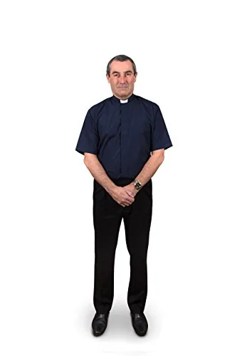 Reliant Short-Sleeve Tab Collar Shirt, Navy view 3