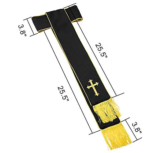 IvyRobes Band Cincture, Black With Gold Cross view 6