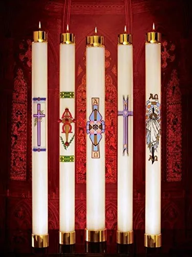 Refillable Paschal Candle, 1 15/16 x 33 in, Latin Brass
