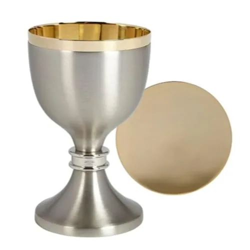 Sudbury Two-Tone Satin Nickel Chalice and Paten, 12 oz view 2