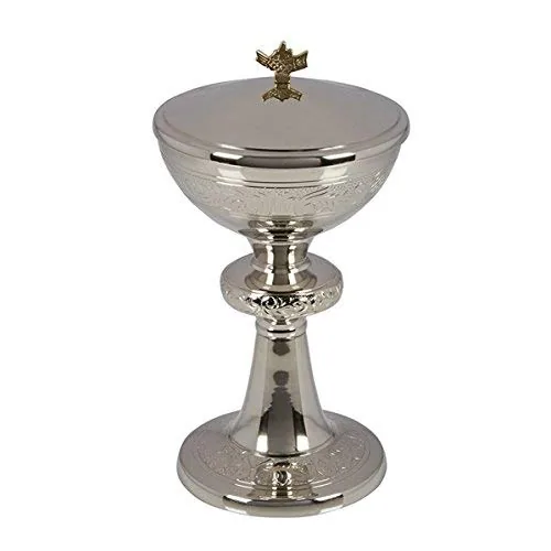 Sudbury Etched Nickel Plated Ciborium with Cover, 11 in