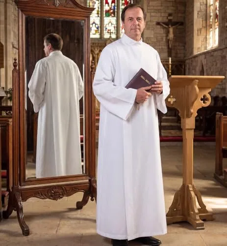 IvyRobes Front-Wrap Clergy Alb, Sized by Height view 6