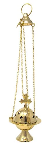 Needzo Small Brass Cross Design Thurible, 4 3/4 in view 5