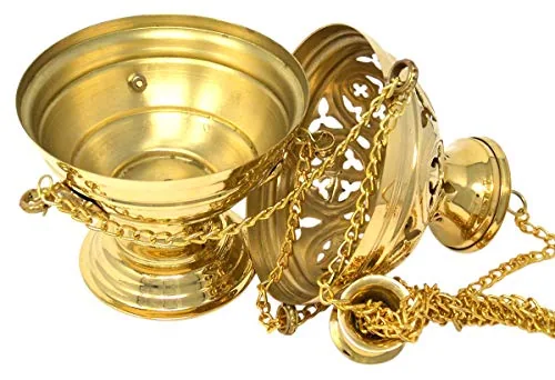 Needzo Polished Brass Censer with Boat and Spoon, 10 in view 3