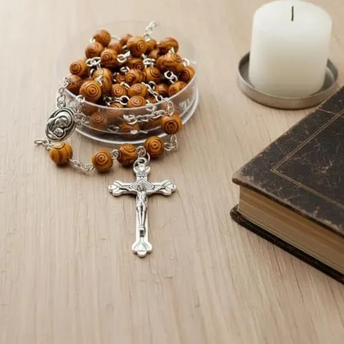 Nazareth Store Olive Wood Rosary with Holy Soil Medal view 4