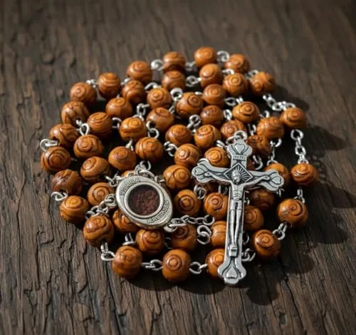 Nazareth Store Olive Wood Rosary with Holy Soil Medal view 6