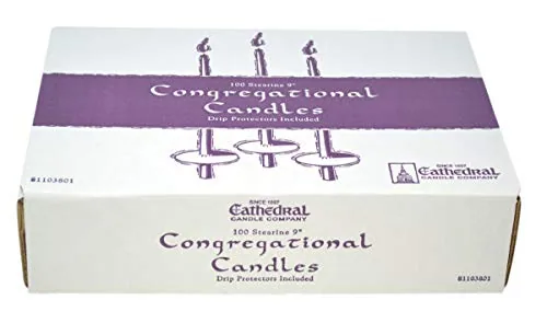 Cathedral Stearine Congregational Tapers, 9 in, Box of 100 view 6