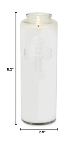 Root 5 to 7-Day Glass Prayer Candle with Embossed Cross