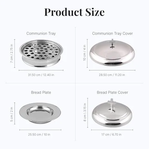Mayur Mirror Stainless Communion Set, 2 Trays and 2 Plates view 4