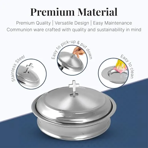 Mayur Mirror Stainless Communion Set, 2 Trays and 2 Plates view 5