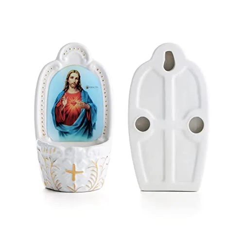 KOMI Porcelain Sacred Heart Holy Water Font