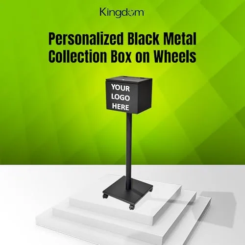 Metal Collection Box on Wheels with Lock view 2
