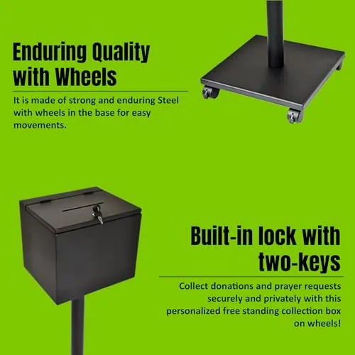 Metal Collection Box on Wheels with Lock view 4