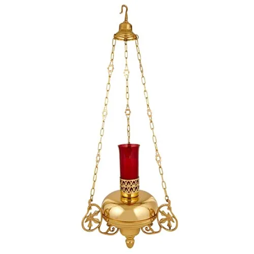 Autom Large Brass Sanctuary Lamp with Red Globe, 18 in view 6