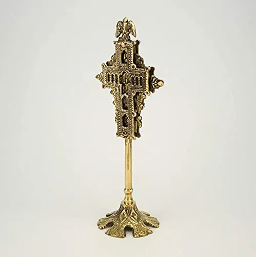 BlessedMart Byzantine Brass Standing Cross, 8.27 in