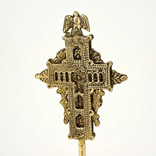 BlessedMart Byzantine Brass Standing Cross, 8.27 in view 2