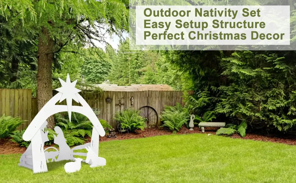 VINGLI Outdoor Holy Family Silhouette Nativity, 4 ft view 2