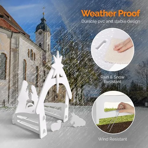 VINGLI Outdoor Holy Family Silhouette Nativity, 4 ft view 3