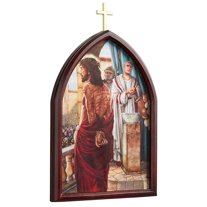 CatholicStore Stations of the Cross Wood Plaques, 10 in