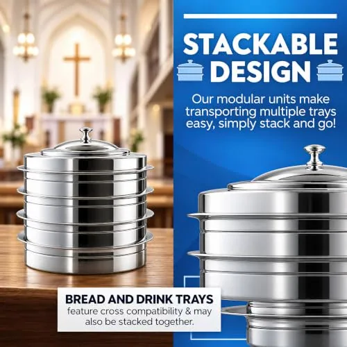 Silver Stackable Communion Bread Tray view 5