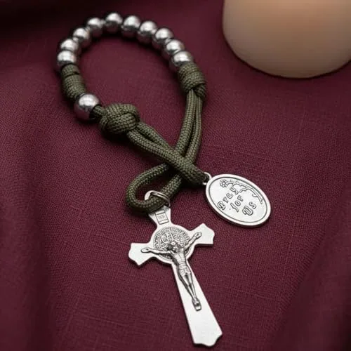 One-Decade Paracord Pocket Rosary, St. Joseph Medal view 3