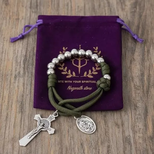 One-Decade Paracord Pocket Rosary, St. Joseph Medal view 4