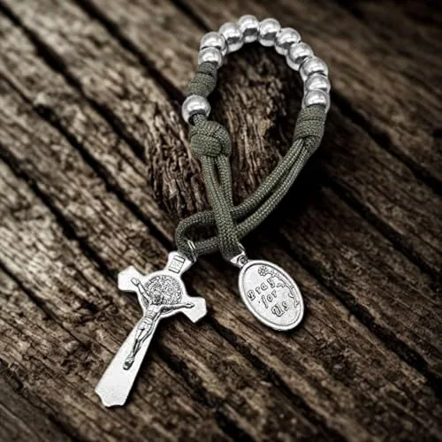 One-Decade Paracord Pocket Rosary, St. Joseph Medal view 5