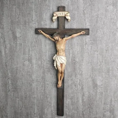 BC Catholic Wall Crucifix, 24 in Stone Resin view 4
